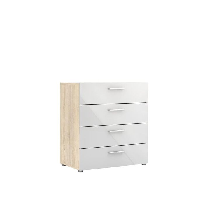 Tvilum Austin 4 Drawer Chest, Oak Structure/White High Gloss