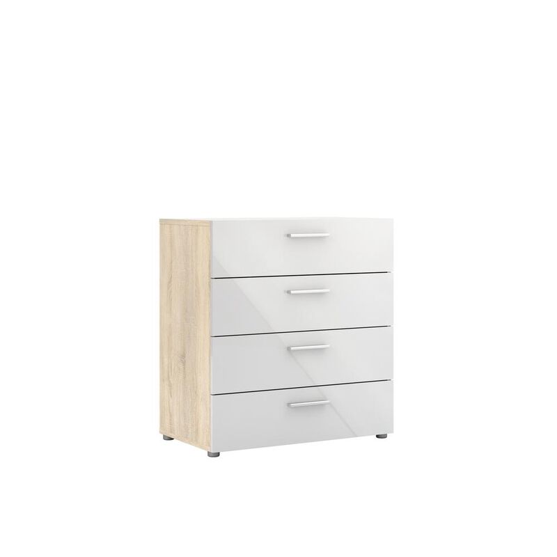 Tvilum Austin 4 Drawer Chest, Oak Structure/White High Gloss