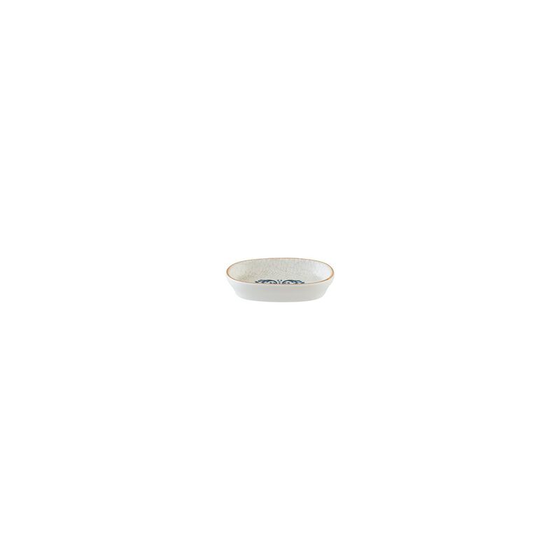 Viento 4" x 2.5" x h:0.75" Oval Decorated Porcelain Platter (Set of 4)