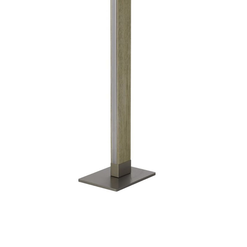 61 Inch Wood Floor Lamp Dimming LED Column, Brown-Benzara