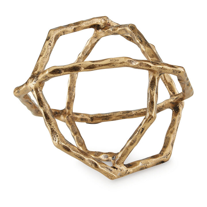 Ladi Sculpture Set of 2, Decorative Rings, 9 Inch Brass Cast Metal - Benzara