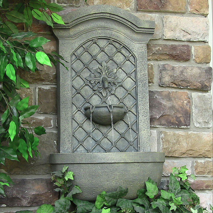 Sunnydaze Rosette Leaf Polystone Outdoor Solar Wall Fountain
