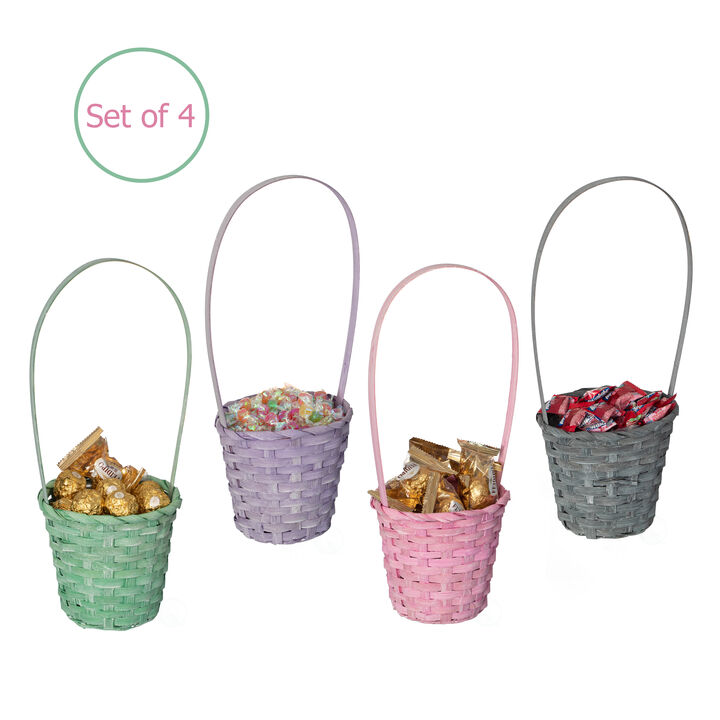 Wickerwise Set of 4 Decorative Baskets in Assorted Colors - Perfect for Easter Egg Hunts, Trick or Treat, Wedding Flower Girl Baskets, Halloween Parties, Christmas Decor, and Thanksgiving Decorations