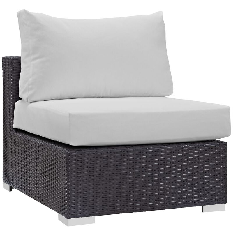 Convene Outdoor Sectional Set - Durable Rattan Weave, All-Weather Cushions, 8 Piece Patio Sofa Set, Espresso White