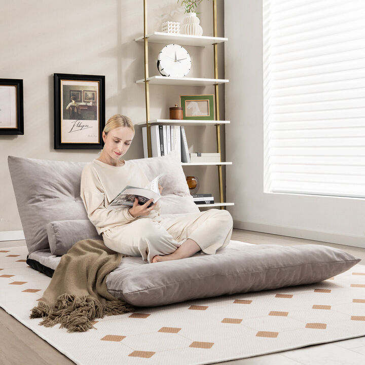 Adjustable Floor Sofa Bed with 2 Lumbar Pillows