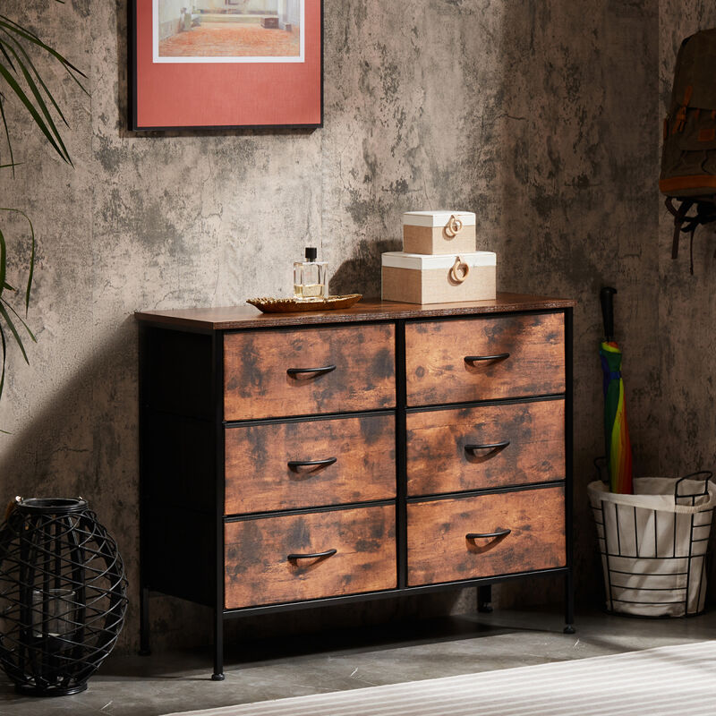 6-Drawer Fabric Chest with Metal Frame for Bedroom