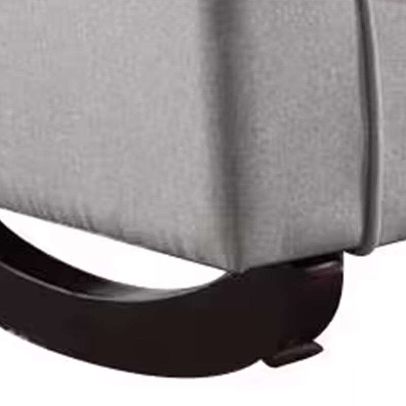 34 Inch Rocking Chair, Wood Frame, Vertical Channel Tufted Gray Linen - Benzara