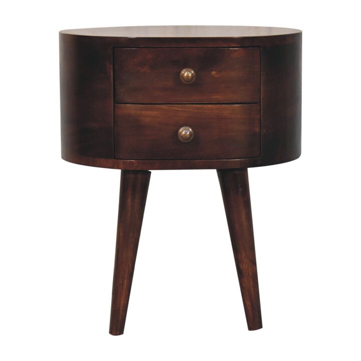 Artisan Furniture Solid Wood California Walnut Rounded Bedside Table