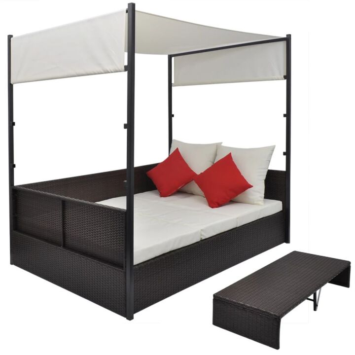 vidaXL Garden Bed with Canopy Brown 74.8"x51.2" Poly Rattan