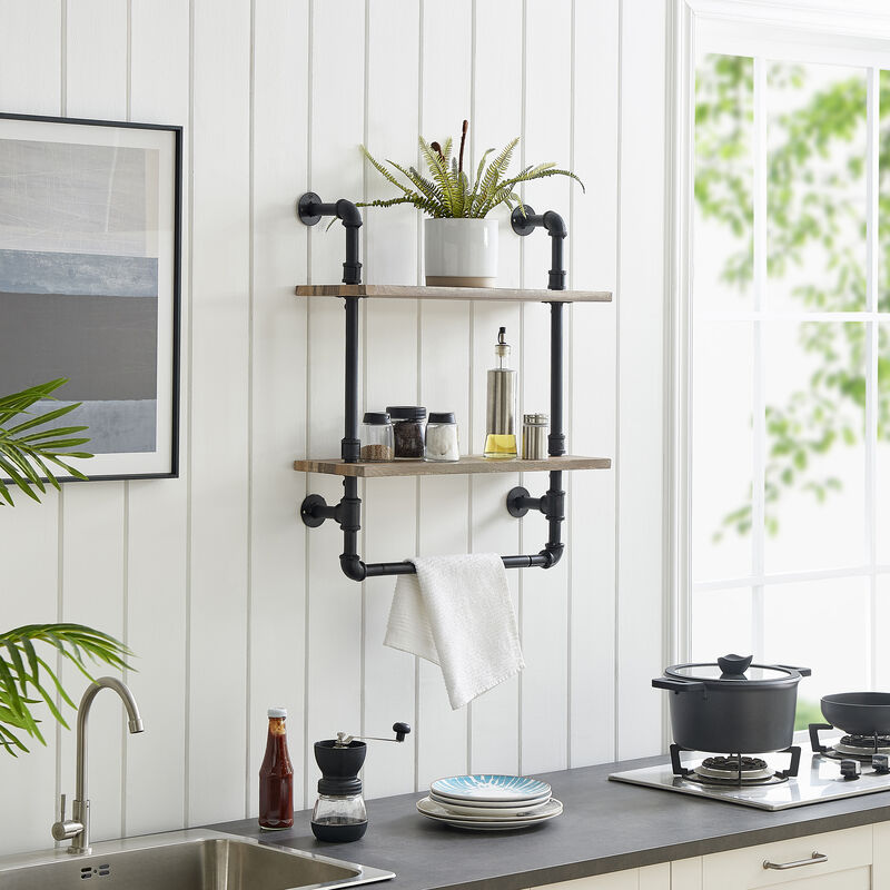 Olivia Double Shelf Unit with Towel Rod