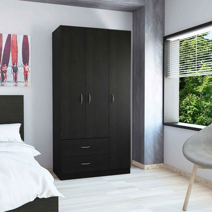 Three Door Armoire Clark, Bedroom, Black