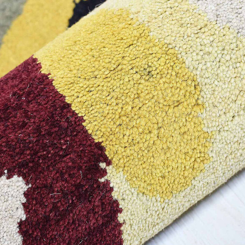 RUGSOTIC CARPETS HAND TUFTED WOOL ECO-FRIENDLY AREA RUGS  - 3'x5', Rectangle Shape, Multicolor, Contemporary Modern Design, High Pile Handmade Area Rugs for Living Room, Bed Room (K11125)