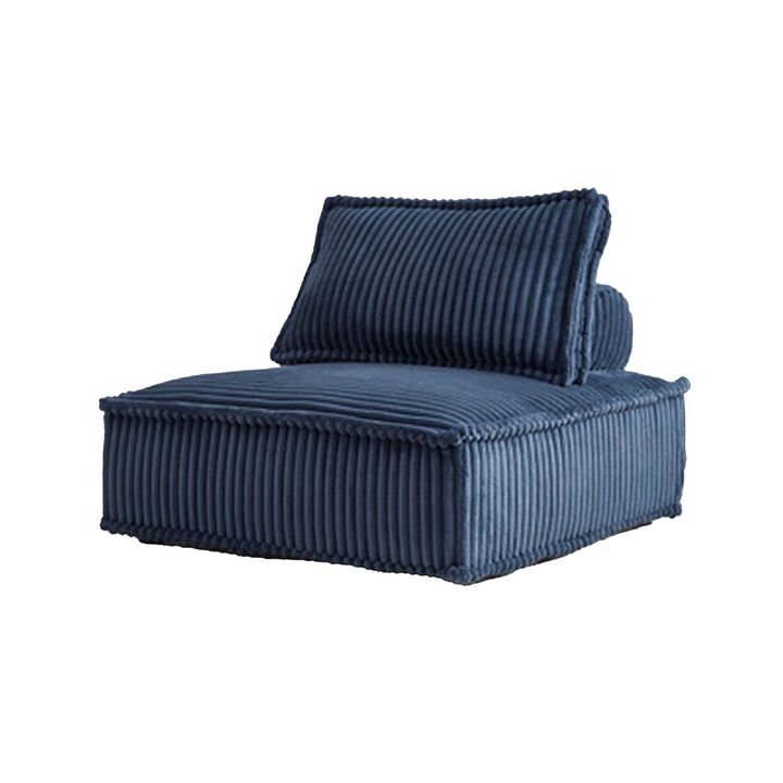 Vico Accent Chair, Armless Modular Design, Soft Blue Striped Polyester -