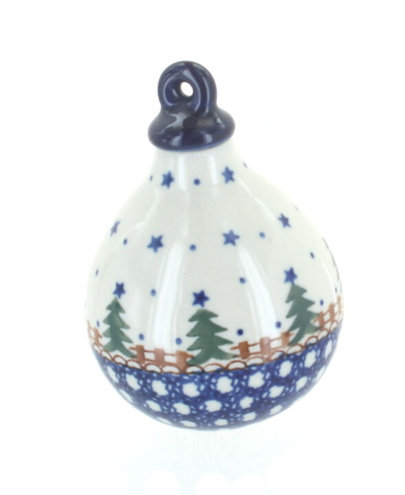 Blue Rose Polish Pottery Alyce Teardrop Christmas Ornament