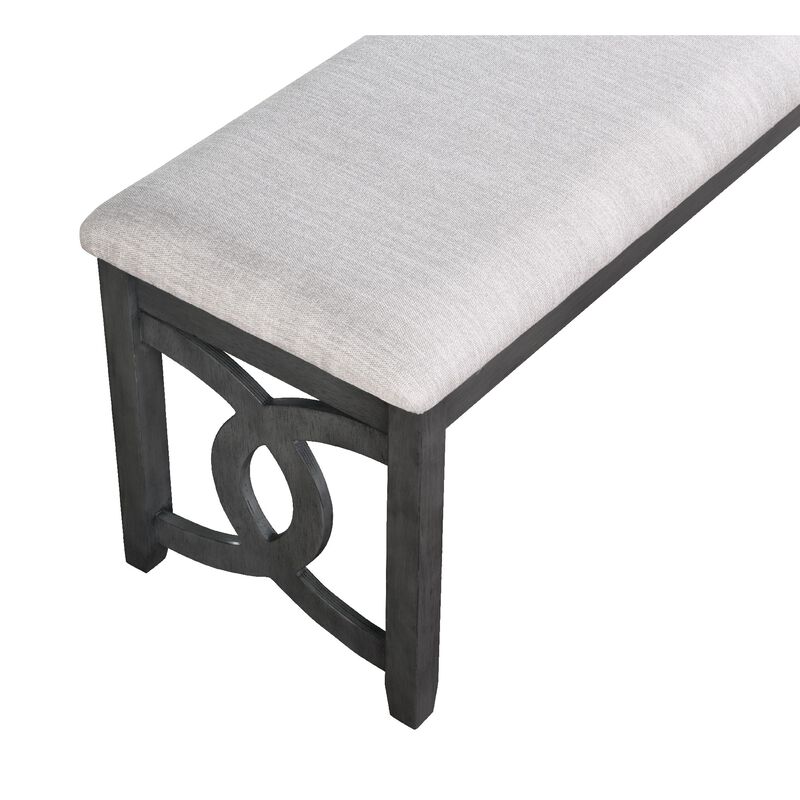 Gary 46 Inch Wood Bench, Fabric Seat, Ebony Brown-Benzara