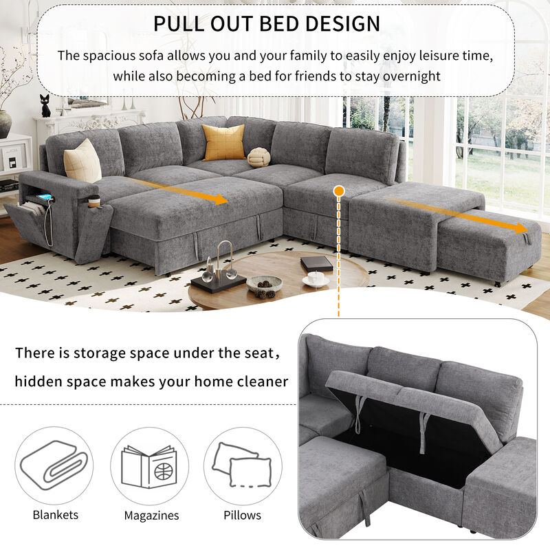 Merax  L-shaped Padded Modular Sofa with Storage