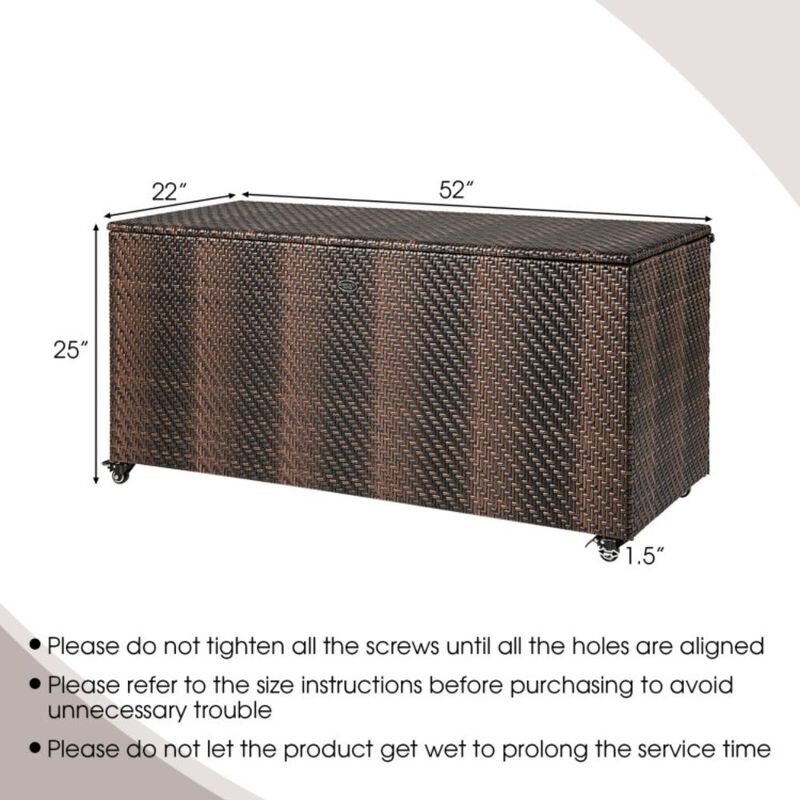 Hivvago 96 Gallon PE Wicker Outdoor Storage Box with 4 Wheels