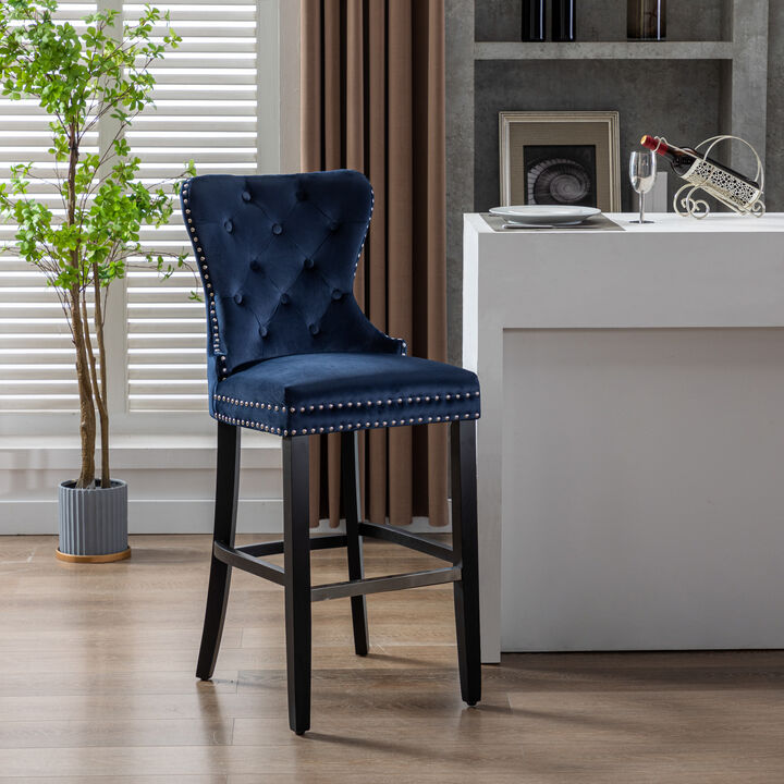WestinTrends Tufted Velvet Bar Stool