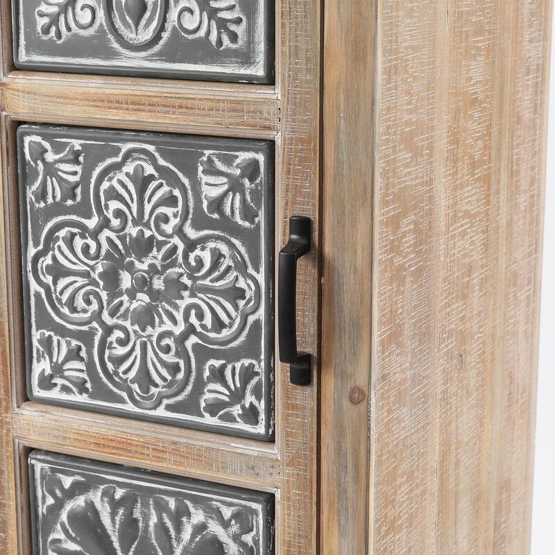 LuxenHome Metal and Wood Tall Tower Cabinet