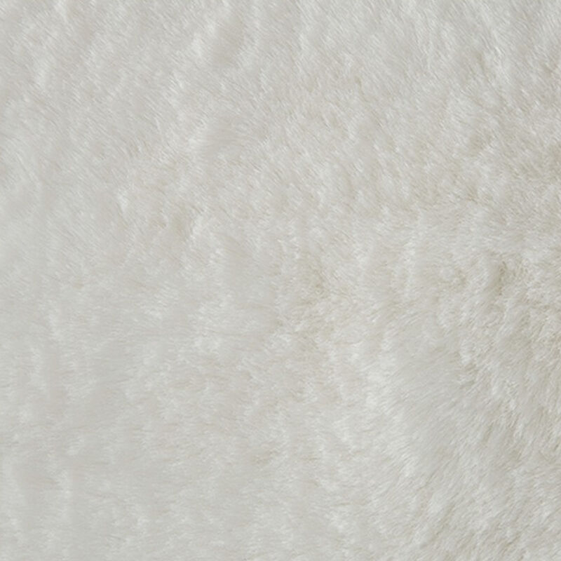 Dift Square Accent Throw Pillow, 20 Inch, White Faux Rabbit Fur Face - Benzara