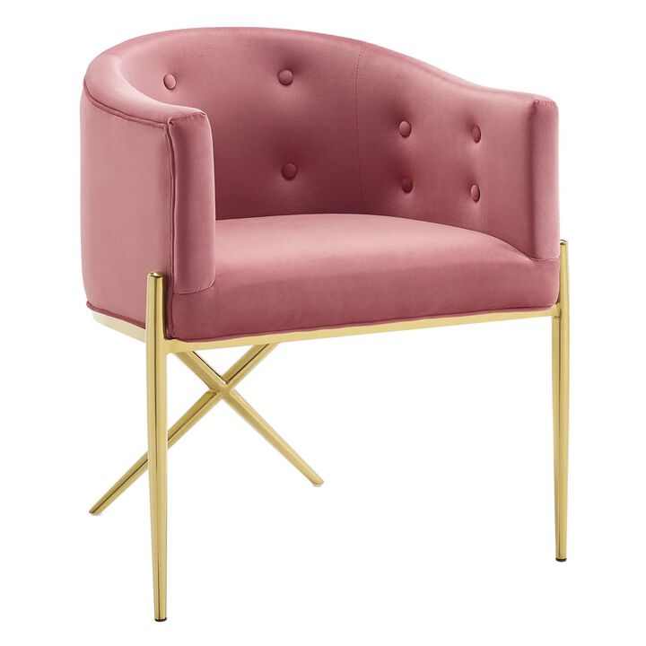 Modway Savour Tufted Performance Velvet Accent Dining Armchair, Dusty Rose 23 x 26 x 29.5