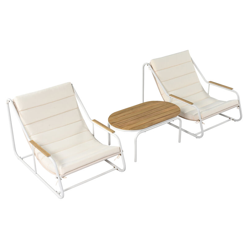 Merax Outdoor Chaise Lounge Chairs ans 1 Side Table
