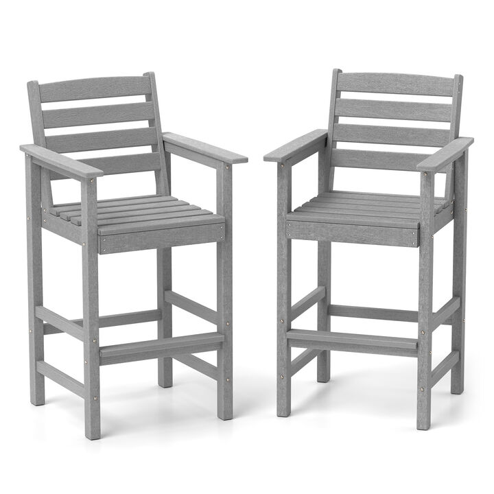 Patio HDPE Adirondack Bar Chairs Set of 2 with Wide Armrests