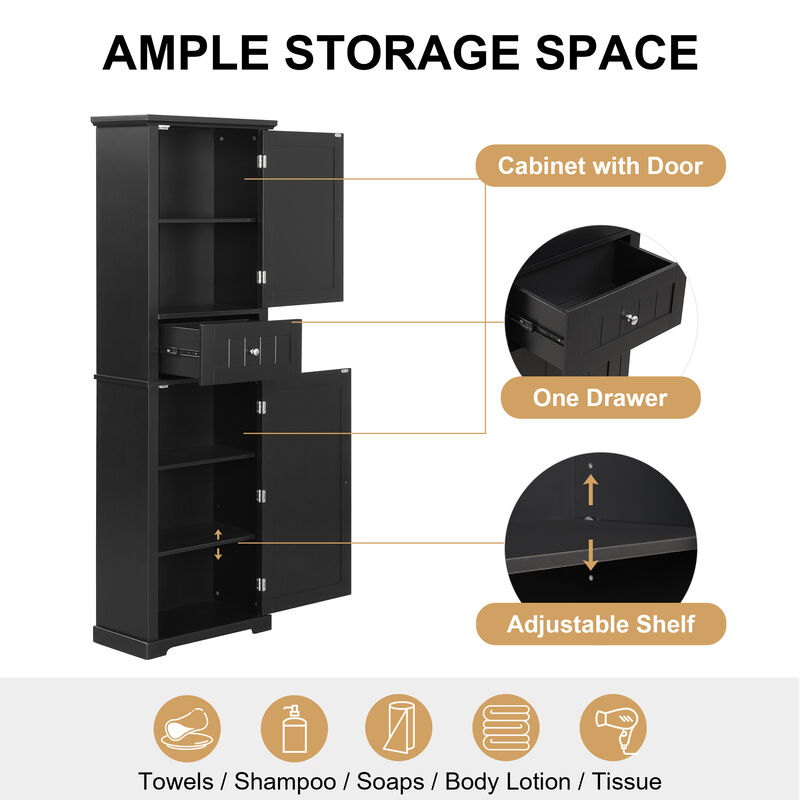 Merax Painted Finish Freestanding Bathroom Storage Cabinet