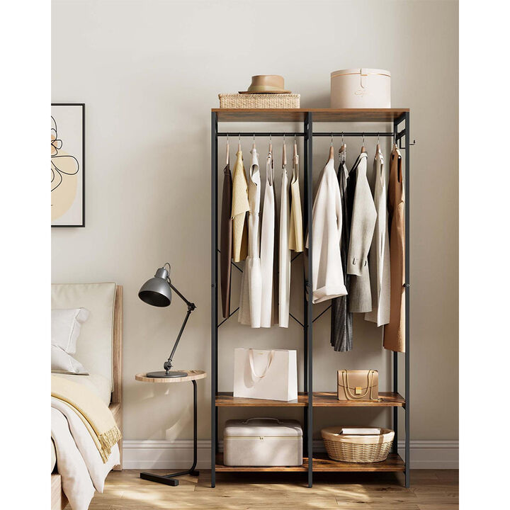 2-Column Clothes Rack with Hanging Rods for Organized Garment Storage