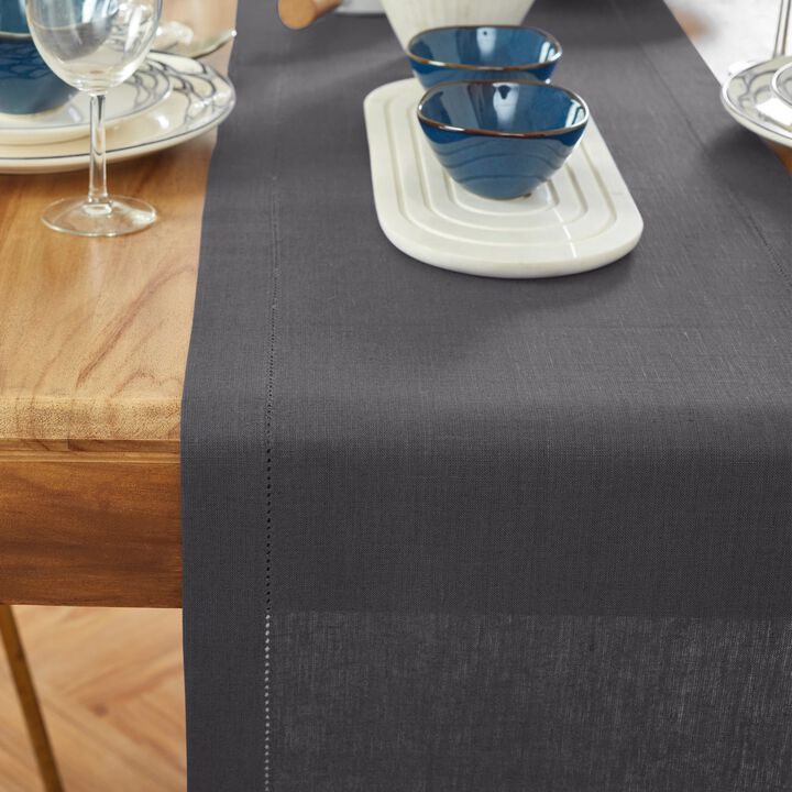 Solino Home 100% Pure Linen Table Runner | Medium Weight Hemstitch for Spring & Easter