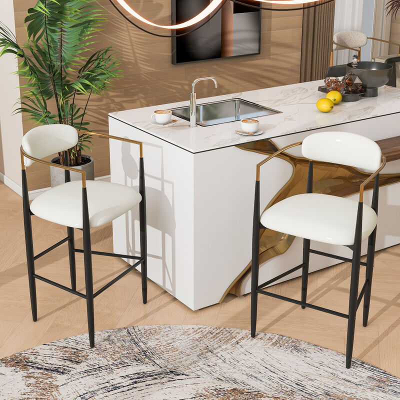 Merax Counter Height Upholstered Bar Stools with Metal Legs( 2 PCS)