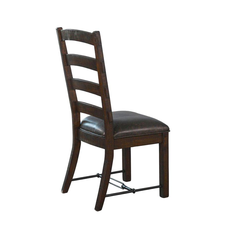 Flint Dining Side Chair Set of 2, Fabric, Dark Brown Mahogany, 19 Inch - Benzara