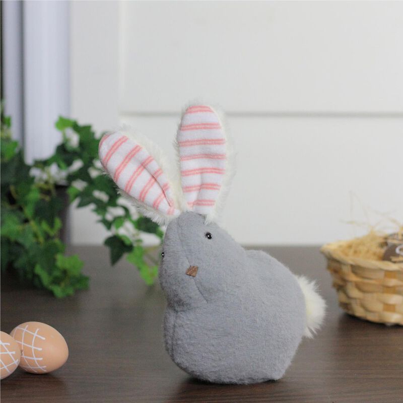 8" Gray and White Plush Dove Bunny Rabbit Easter Spring Tabletop Figurine