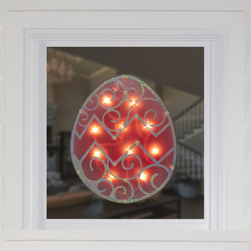 12" Lighted Pink Easter Egg Window Silhouette Decoration