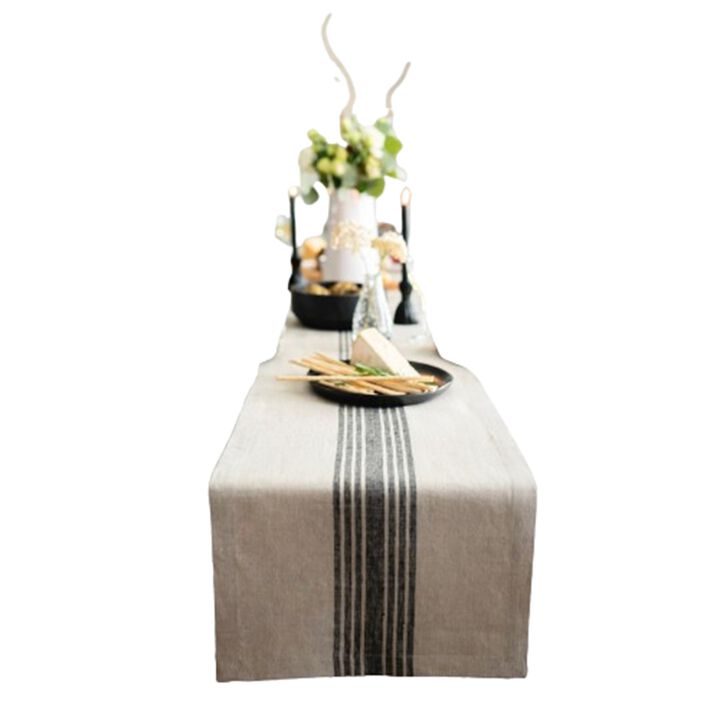 Solino Home 100% Pure Linen Table Runner | Farmhouse