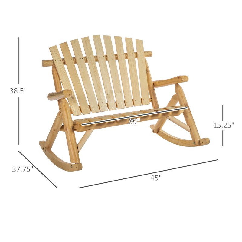 Burlywood Duo Rocker: 2-Seat Outdoor Adirondack Loveseat with High Back