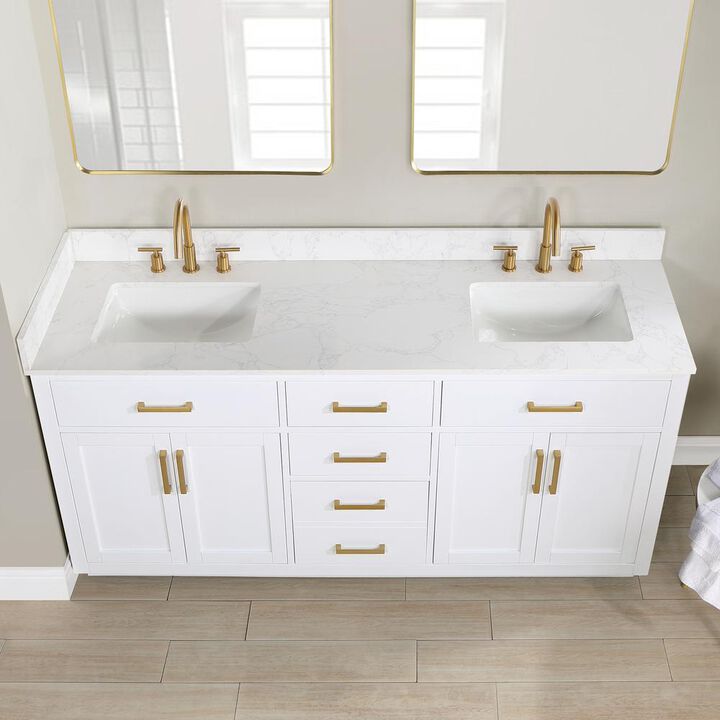 Altair 72 Double Bathroom Vanity in White with Mirror