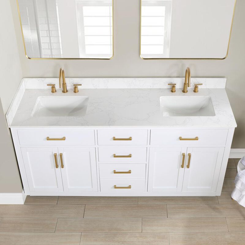 Altair 72 Double Bathroom Vanity in White with Mirror