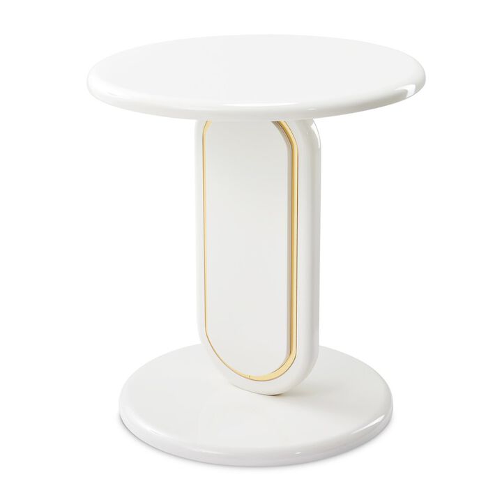 Michael Amini Sassani Accent Table - Pearl White/Gold