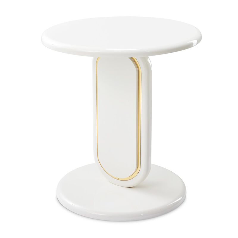 Michael Amini Sassani Accent Table - Pearl White/Gold