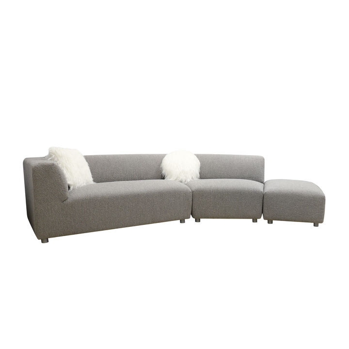 Pasargad Home Portfino Modern Sectional Sofa with 2 Fur Pillow