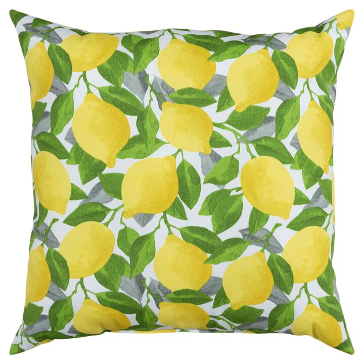 22"x22" Indoor/Outdoor Pillow, Lemons and Leaves