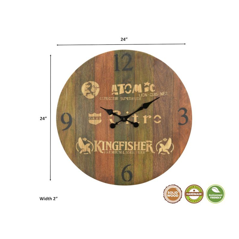 Taran Designs Sylvia Solid Wood Wall Clock