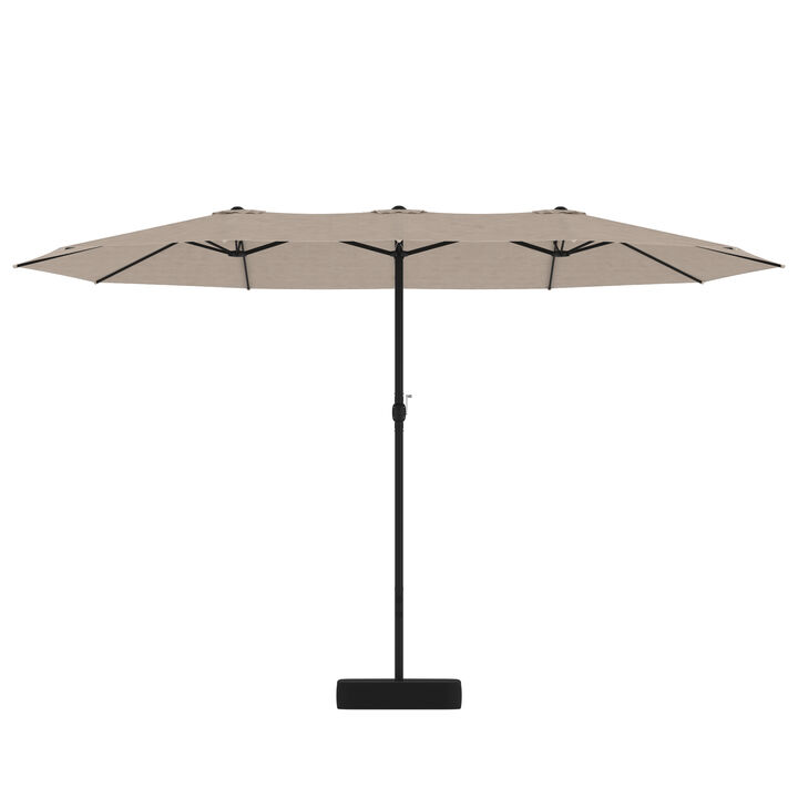 FUFU&GAGA 15FT Double-Sided Patio Umbrella with Base – Navy Blue, Extra-Large Sunshade, Crank Lift, UV-Resistant Fabric, Heavy-Duty Frame