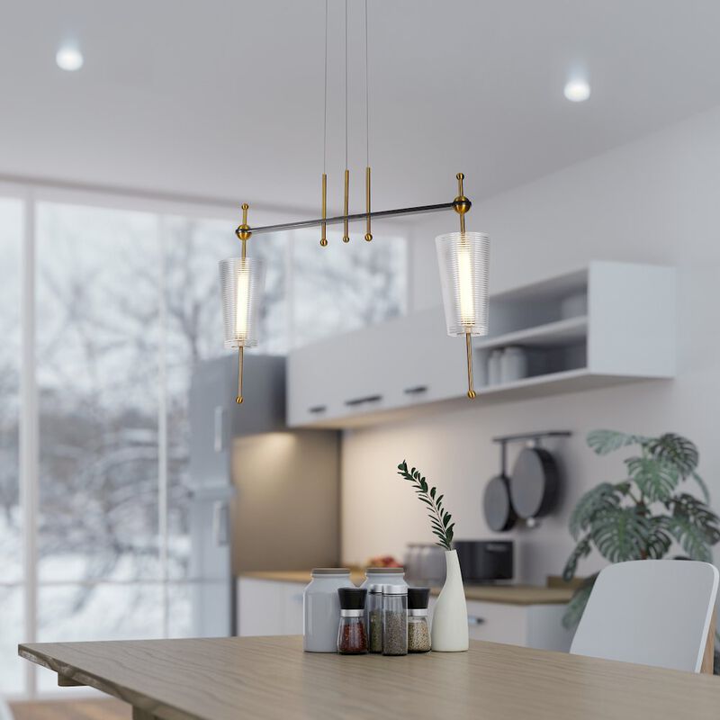 VONN Lighting Integrated LED Pendant Light Height Adjustable Linear Chandelier