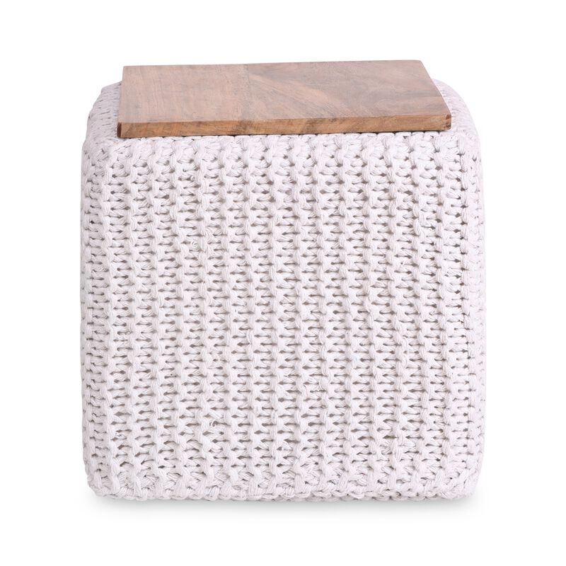 Loft Lyfe Joana Cotton Yarn 3-in-1 Pouf/Ottoman/End Table