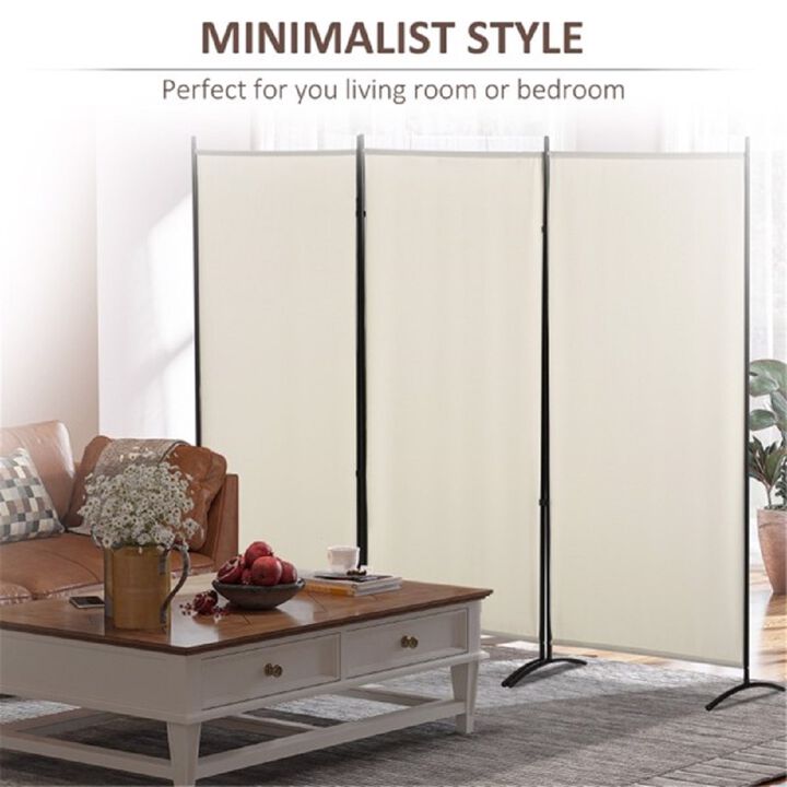 3-Panel Privacy Screen Portable Room Divider with Hinged Design