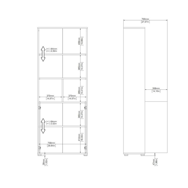 Tvilum 6 Shelf Boockase with 2 Doors, Home Office Storage