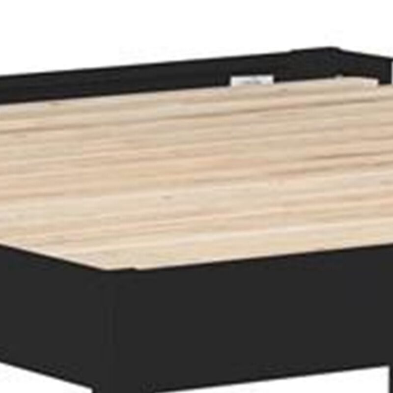 Cavi California King Platform Bed Frame, Low Profile Tapered Legs, Black - Benzara