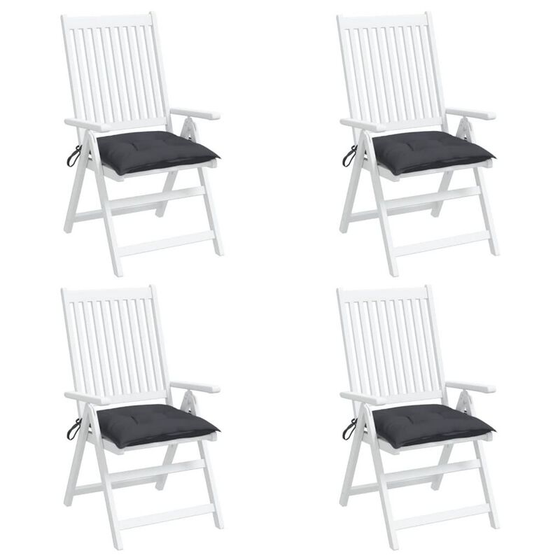 Zia 4pc Outdoor Cushions for Chair, Tufted Dark Gray Oxford Fabric - Benzara